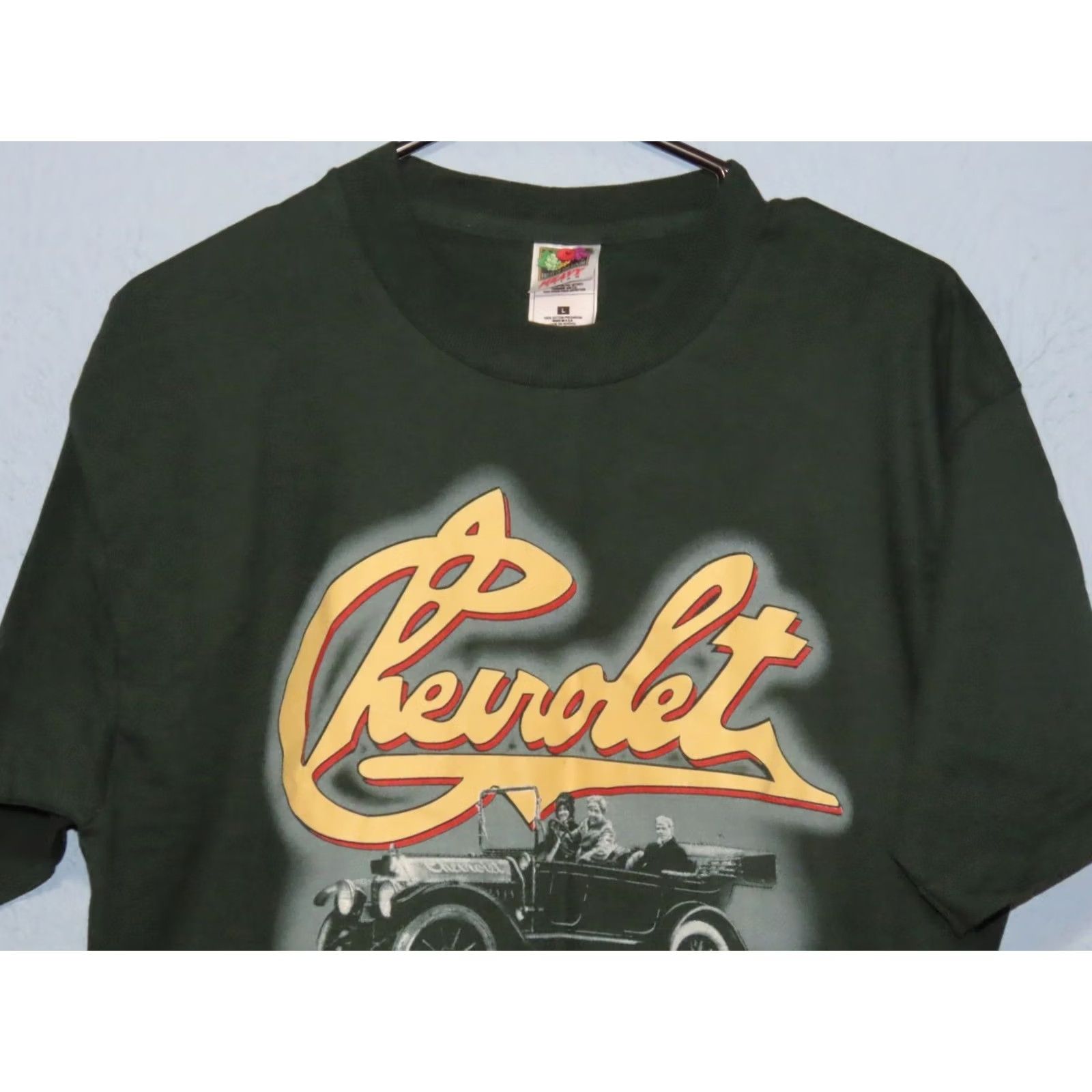 Vintage Chevrolet T-Shirt Men Dark Green Graphic Front White Ralph Logo Crew Neck Short Sleeve L Size US L / EU 52-54 / 3 - 4 Thumbnail