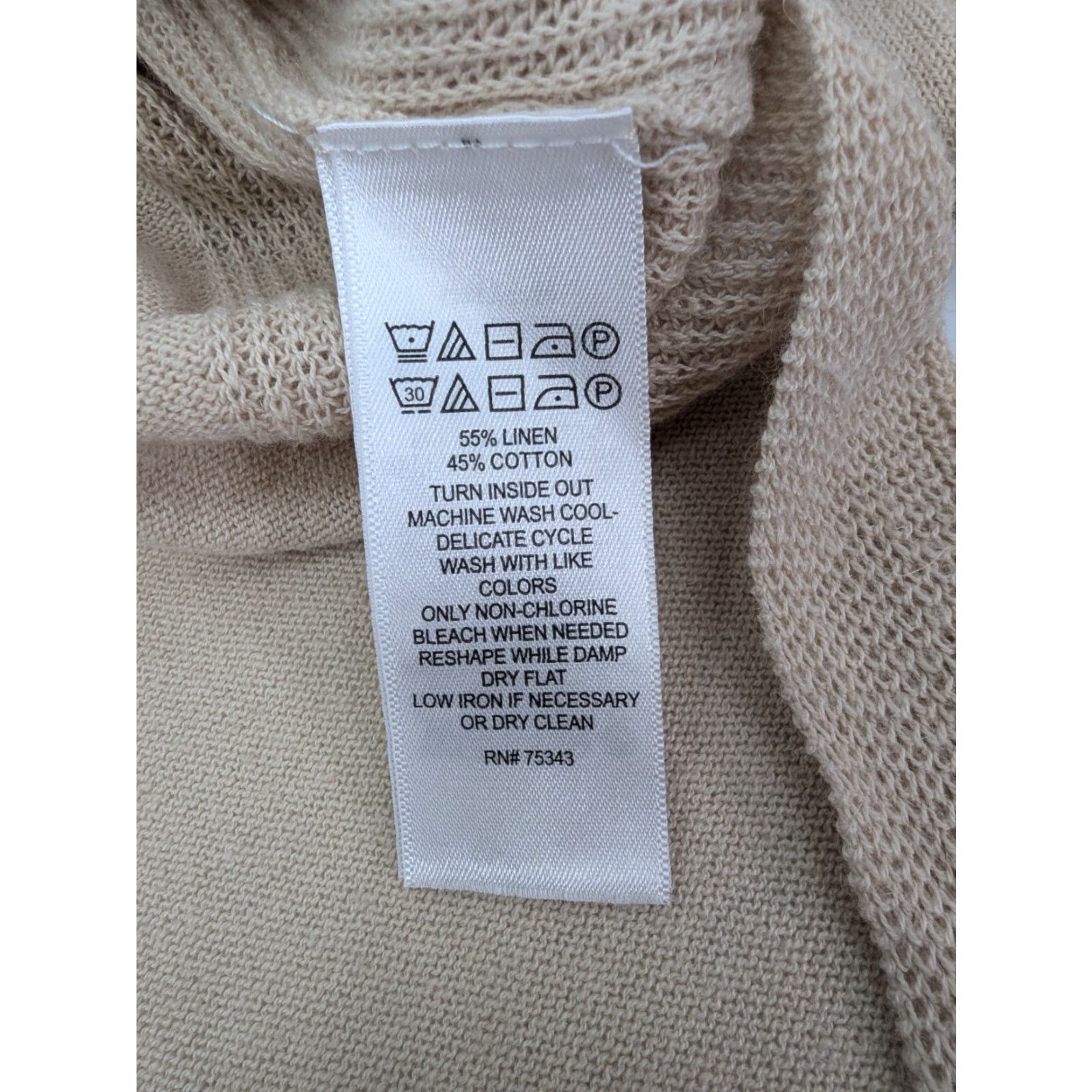 Vintage Sigrid Olsen Cardigan Women's Linen Cotton Blend Beachy Open Sweater Size S Beige Long Sleeve Pockets Size S / US 4 / IT 40 - 7 Thumbnail