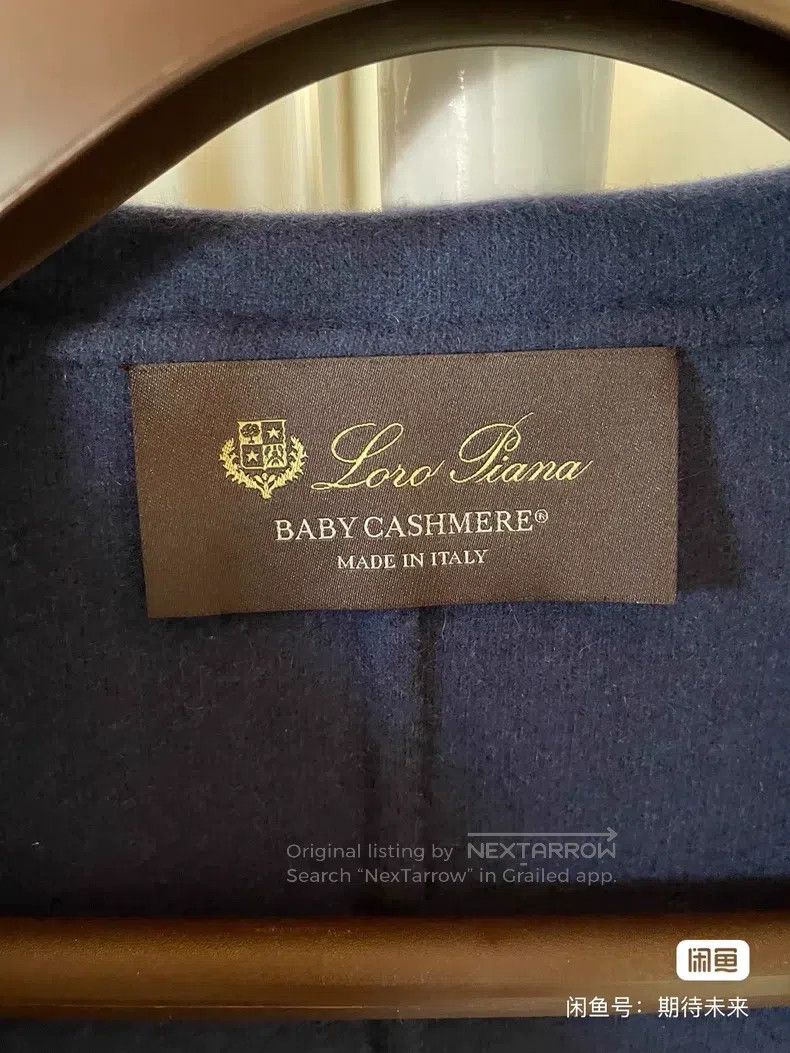 Loro Piana Loro Piana Blue baby cashmere coat with leather trimmings, Size XS / US 0-2 / IT 36-38 - 5 Thumbnail