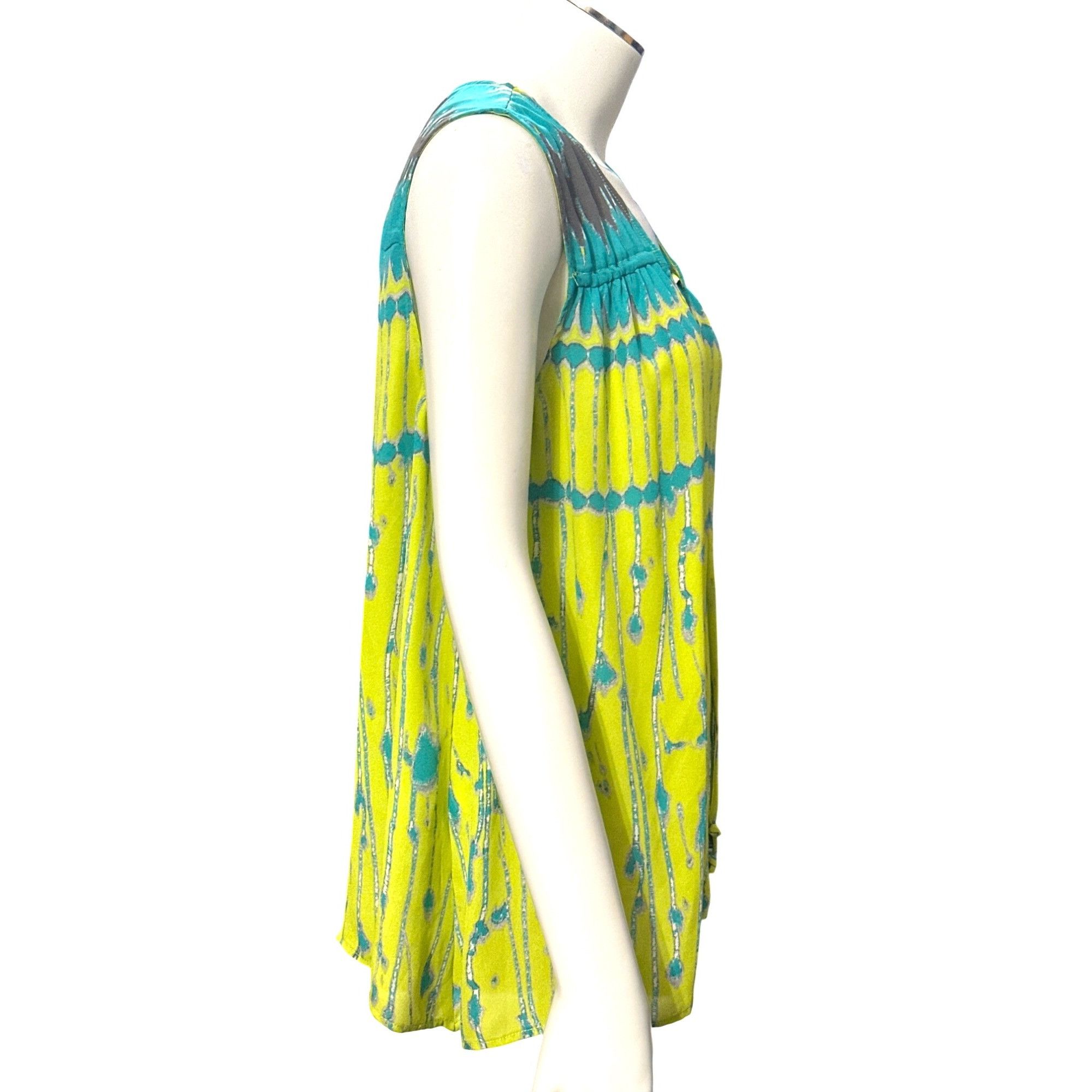 Other CCC Electric Lime Green Print Tank Tie Front Abstract Boho B Size M / US 6-8 / IT 42-44 - 5 Thumbnail