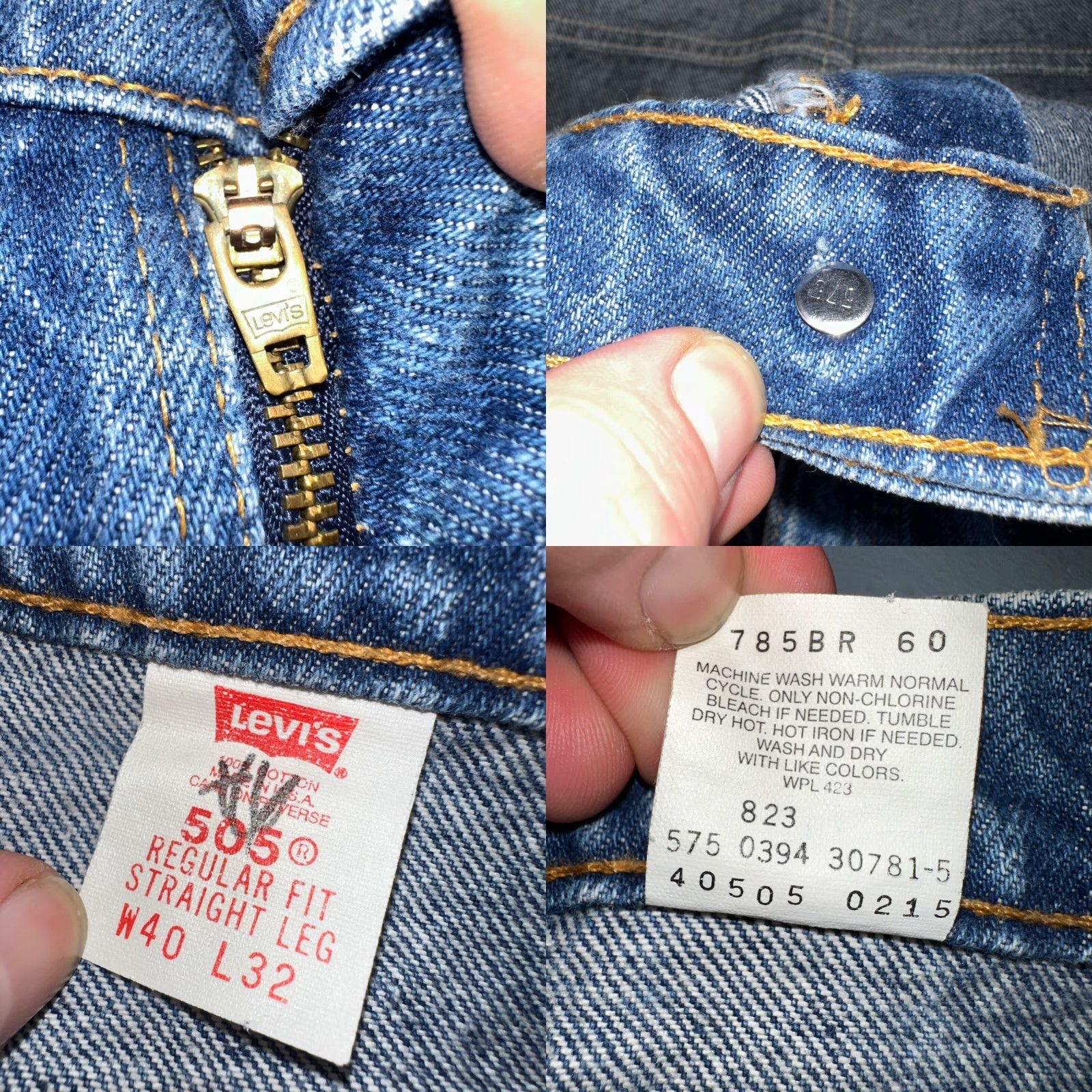 Levi's VINTAGE Levi's 505 Jeans Mens 40x32 Blue Medium Wash 90s Orange Tab Denim Straight Size US 40 / EU 56 - 8 Thumbnail