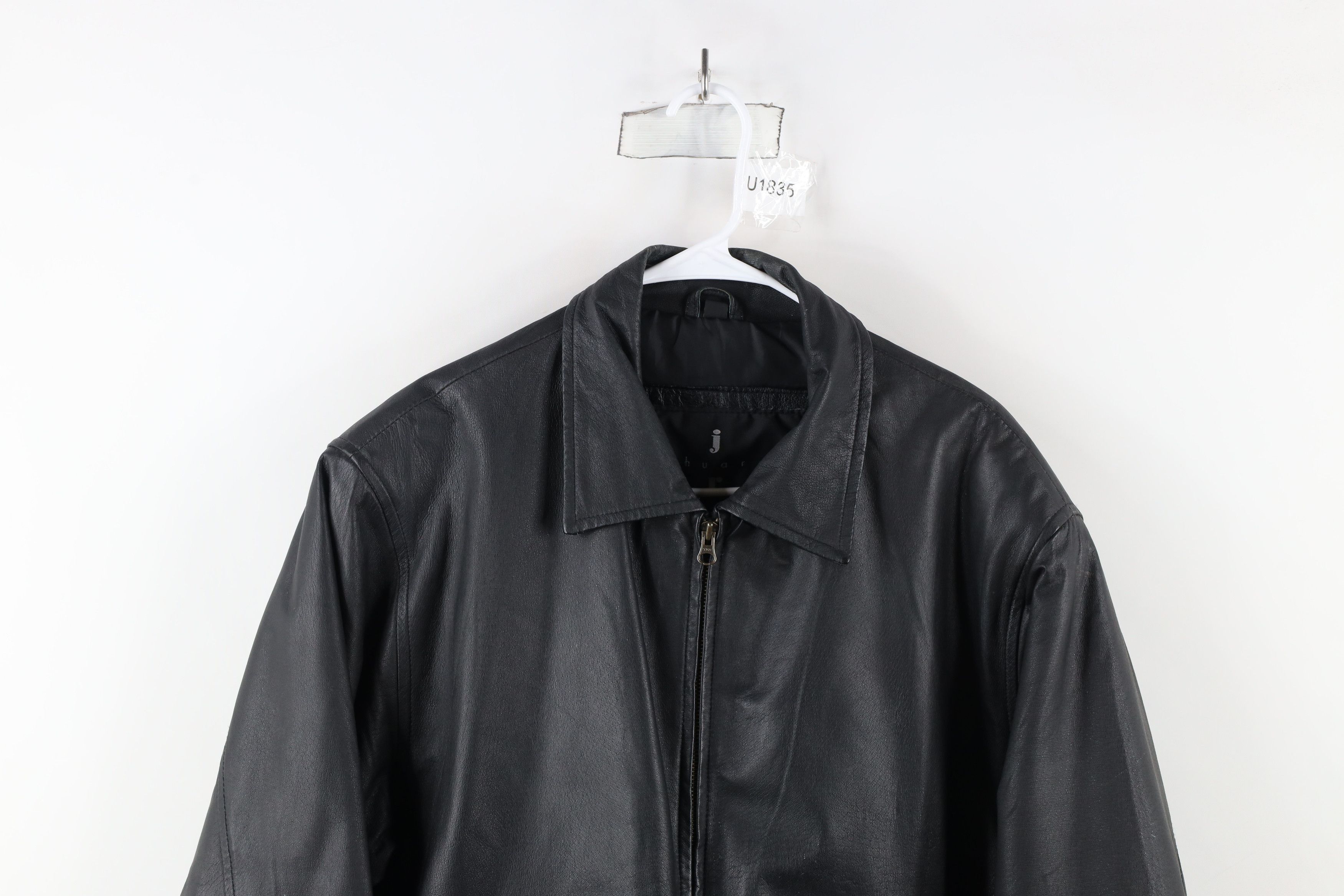 Vintage Vintage 90s Streetwear Full Zip Leather Bomber Jacket Black Size US M / EU 48-50 / 2 - 2 Thumbnail