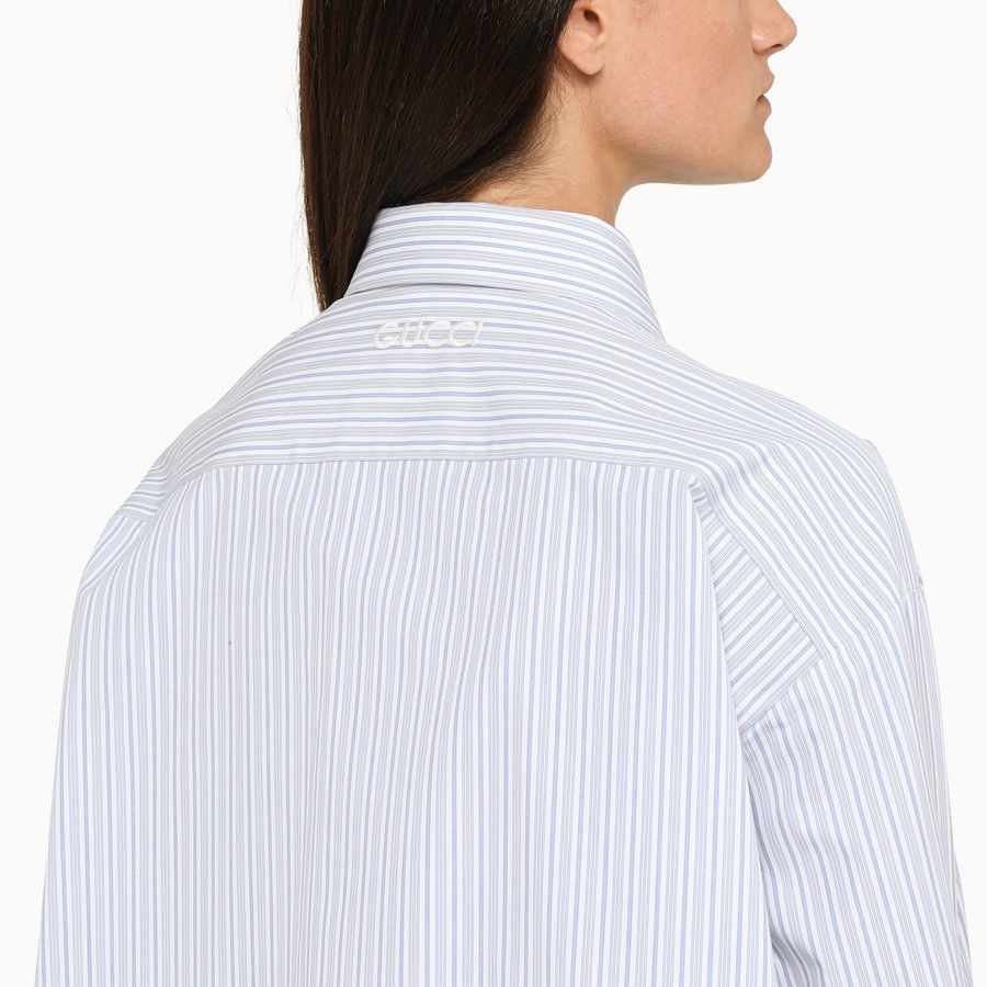 Gucci o1d2blof0824 Striped Oversize Shirt in Light Blue Size L / US 10 / IT 46 - 4 Thumbnail