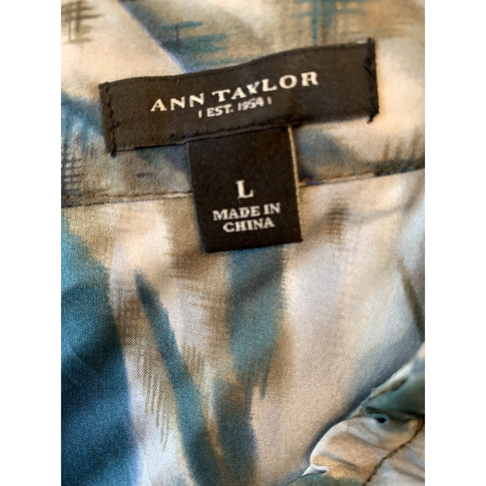Ann Taylor Ann Taylor Blouse Women Large Sleeveless Silk Green Shades of Green Blue Shirt Womens Size L / US 10 / IT 46 - 6 Thumbnail