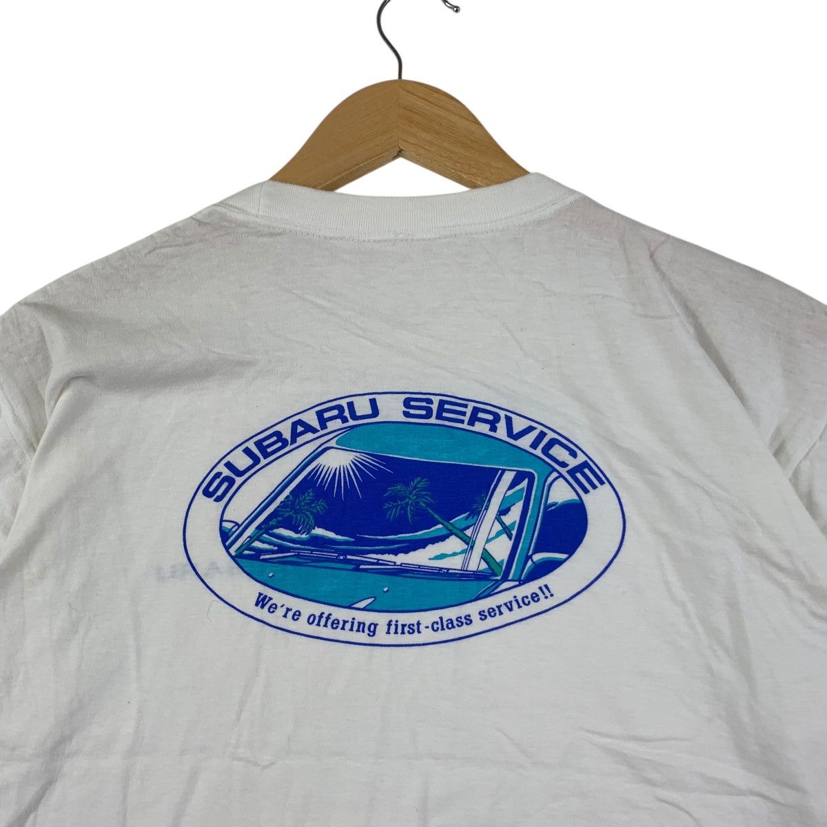 Vintage Vintage SUBARU SERVICE JAPAN Motorsport Racing Tee Shirt Size M / US 6-8 / IT 42-44 - 6 Thumbnail