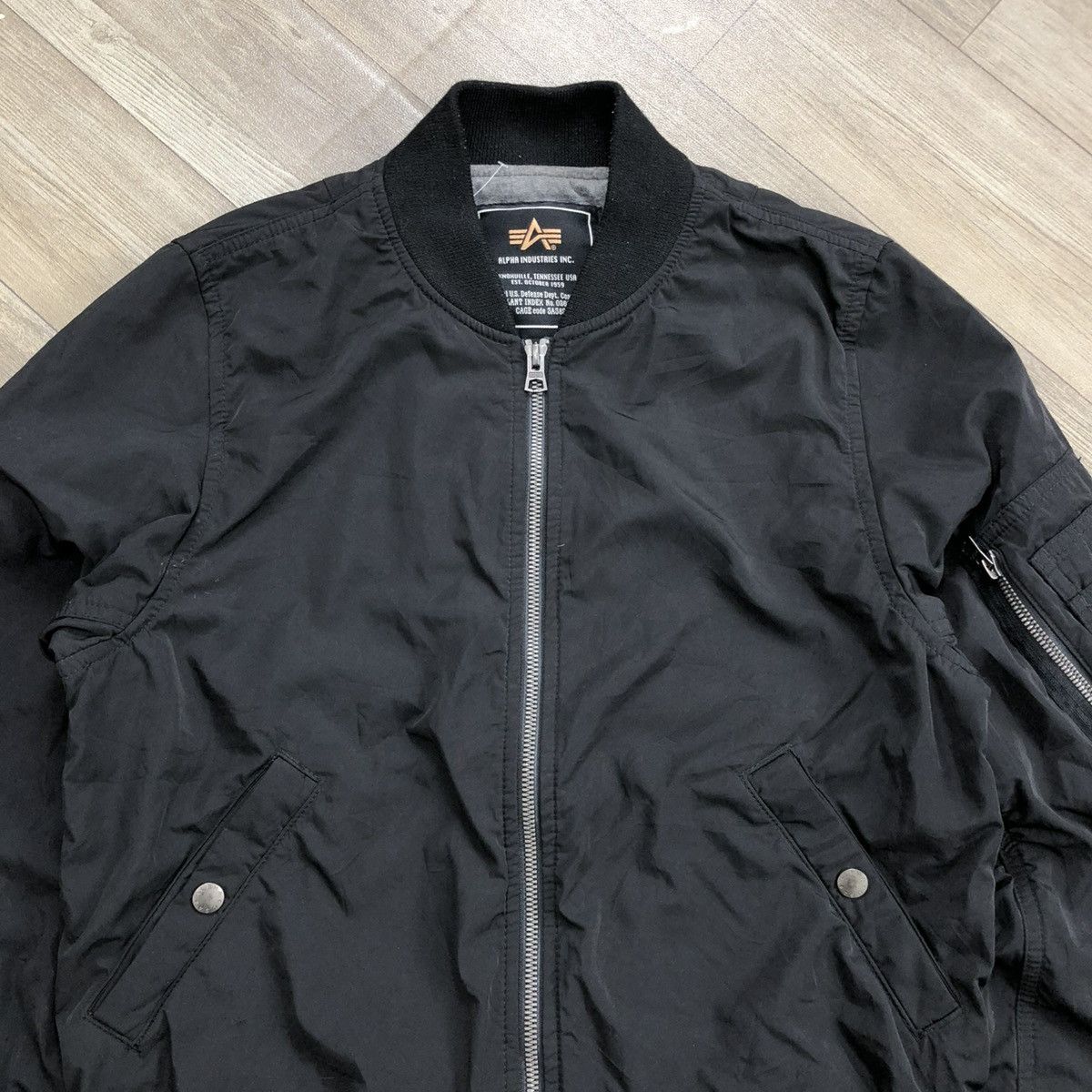 Alpha Industries Vintage Alpha Industries MA-1 Military Black Bomber Jacket Size US S / EU 44-46 / 1 - 2 Thumbnail