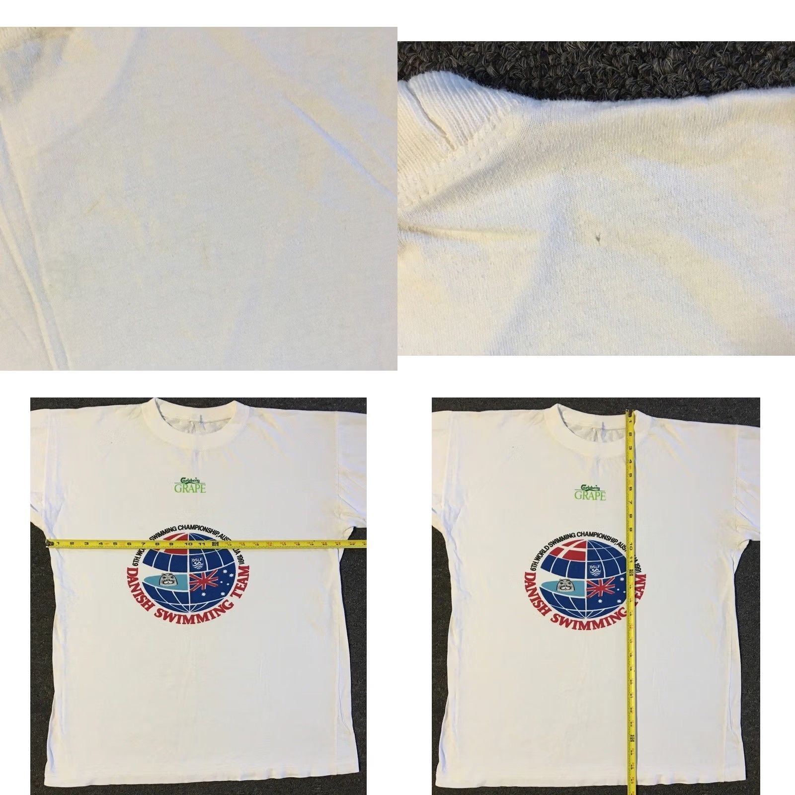 Vintage VINTAGE Danis h Swimming Team Carlsberg Beer Faded Shirt M White Single Stitch T-Shirt Mens Grunge Surf Beach 90s 80s Size US M / EU 48-50 / 2 - 10 Thumbnail