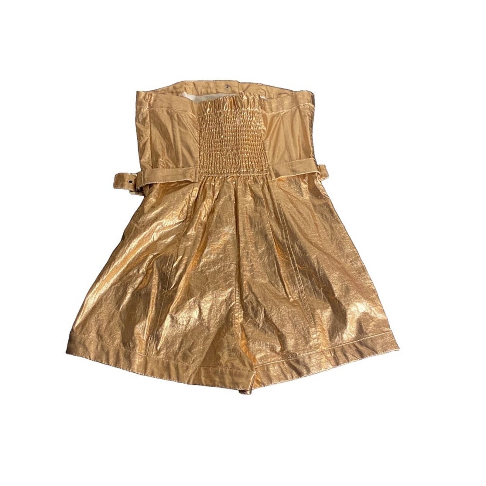 Urban Outfitters Urban Outfitters Metallic Gold Strapless Romper Small Size S / US 4 / IT 40 - 9 Thumbnail