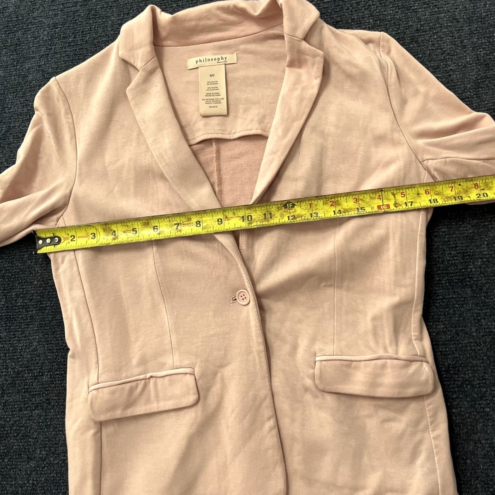 Vintage Philosophy Blazer Womens Small Pink Wood Rose Knit One Button Stretch Jacket Size S / US 4 / IT 40 - 6 Thumbnail