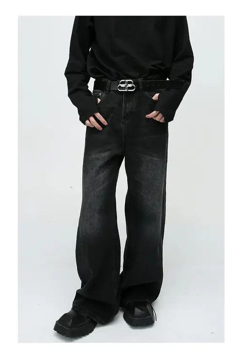 VIBE Washed Black Baggy Denim Jeans Size US 33 - 1 Thumbnail
