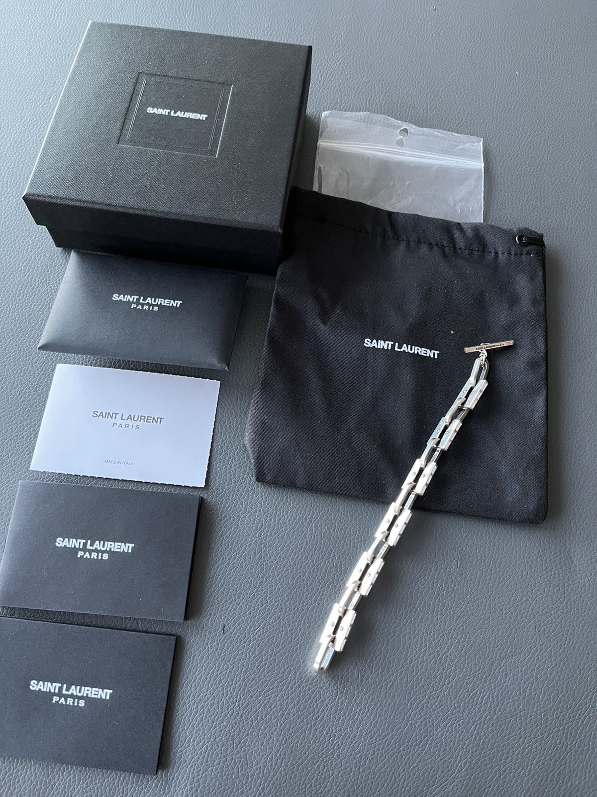 Saint Laurent Paris Saint Laurent Runway Brass Metal Distressed Punk Bracelet Size ONE SIZE - 9 Thumbnail