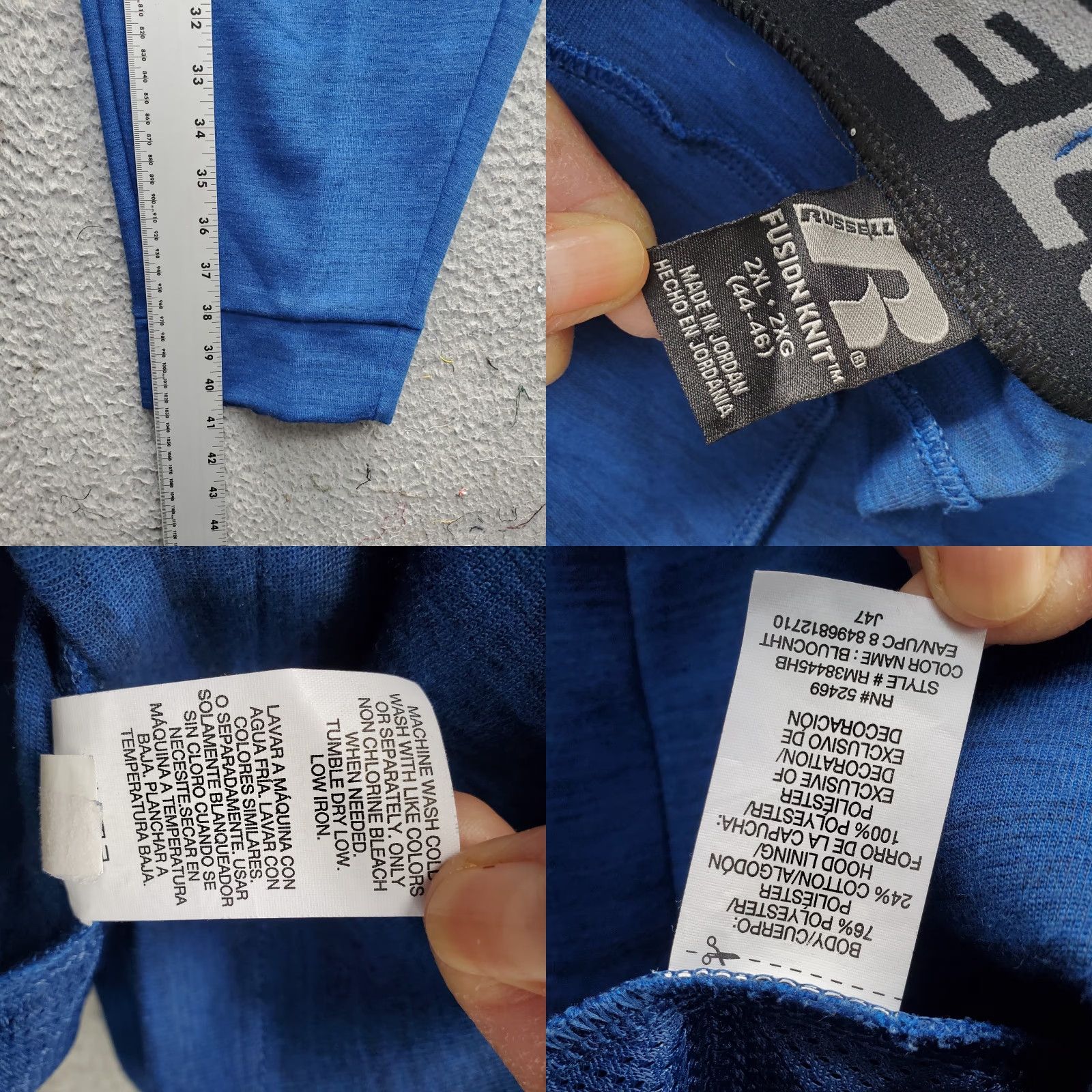 Vintage Russell Mens Tracksuit 2XL Blue Fusion Knit 2 Piece Full Zip Hooded Sweatshirt & Pants Athletic Casual Set Size US 39 - 10 Thumbnail