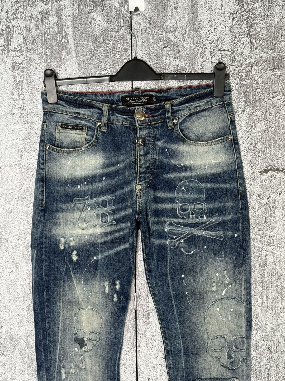 Philipp Plein Philipp Plein Jeans Skull Crossbones Distressed Denim Pants Size US 32 / EU 48 - 2 Thumbnail