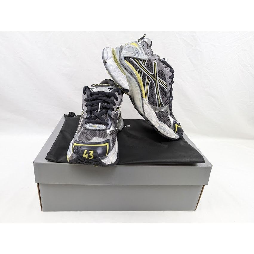 Balenciaga o1rshd1 Runner Mesh/Rubber/W Sneakers DK Grey/Yel/White Size US 10 / EU 43 - 12 Thumbnail