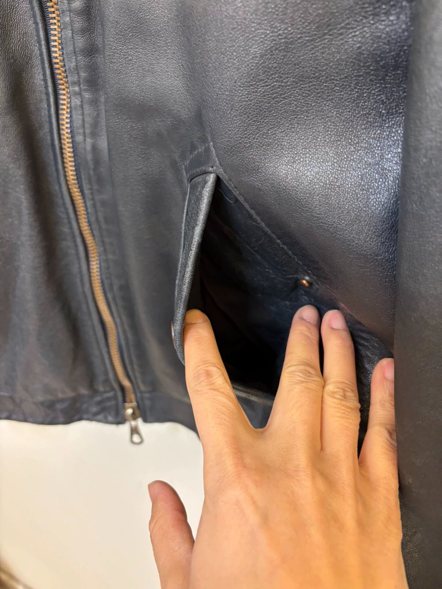 Vintage Vintage 80s French Pilot Calfskin Leather - Midnight Blue Size US XL / EU 56 / 4 - 6 Thumbnail