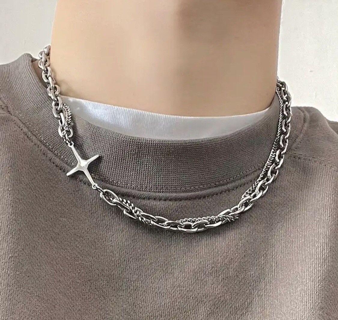 Jewelry Punk Double Layer Cross Chain Necklace Size ONE SIZE - 1 Thumbnail