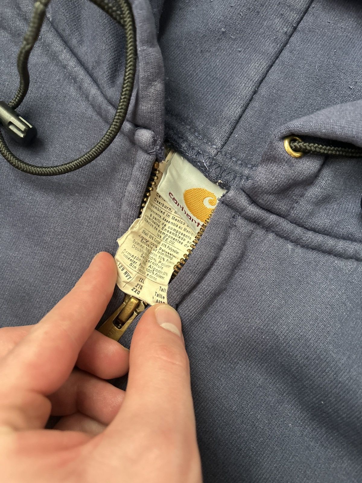 Carhartt × Vintage Vintage 90s Carhartt USA Blue Thermal Hoodie Size US XXL / EU 58 / 5 - 2 Thumbnail