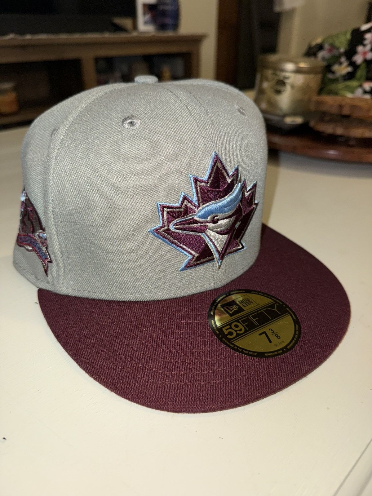 New Era 7 3/8 Grey/ maroon Toronto Bluejays hat, blue under brim Size ONE SIZE - 1 Thumbnail