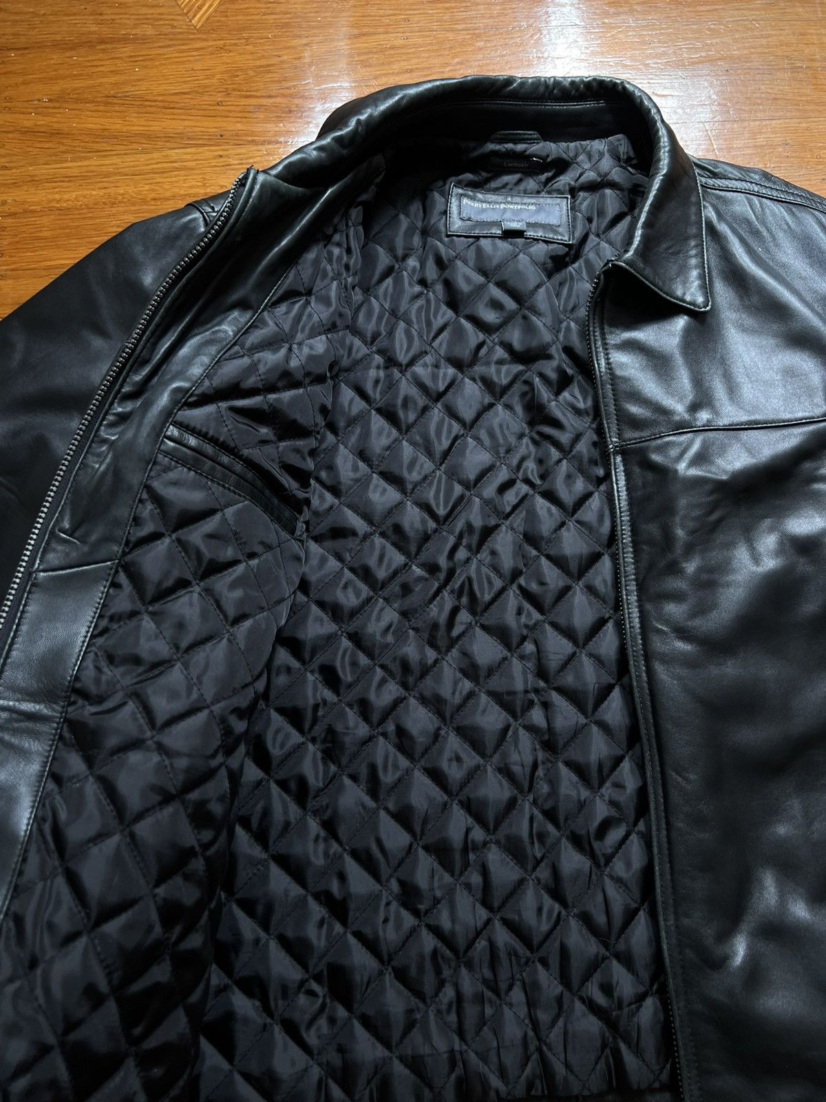 Perry Ellis Lambskin Leather Jacket Size US XL / EU 56 / 4 - 2 Thumbnail