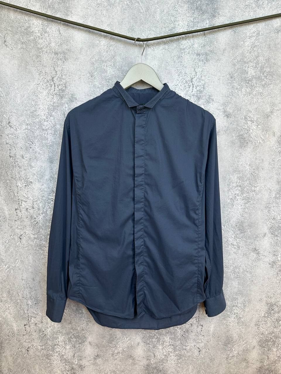 Giorgio Armani Giorgio Armani Navy Hidden Placket Dress Shirt Stretch Size US M / EU 48-50 / 2 - 1 Thumbnail