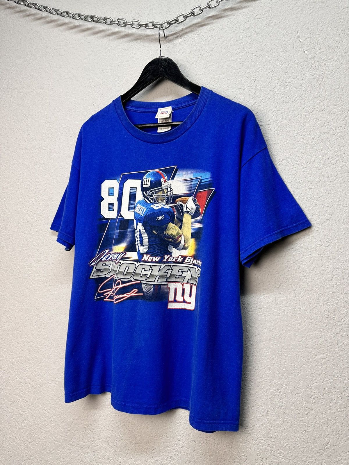 Jerzees FRAMED Autographed JEREMY SHOCKEY New York Blue Jersey Size US XL / EU 56 / 4 - 2 Thumbnail