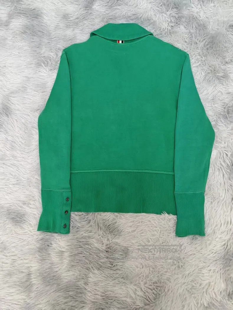 Thom Browne Thom Browne Bamboo Leaf Green Knitted Collar Cardigan Size US L / EU 52-54 / 3 - 2 Thumbnail