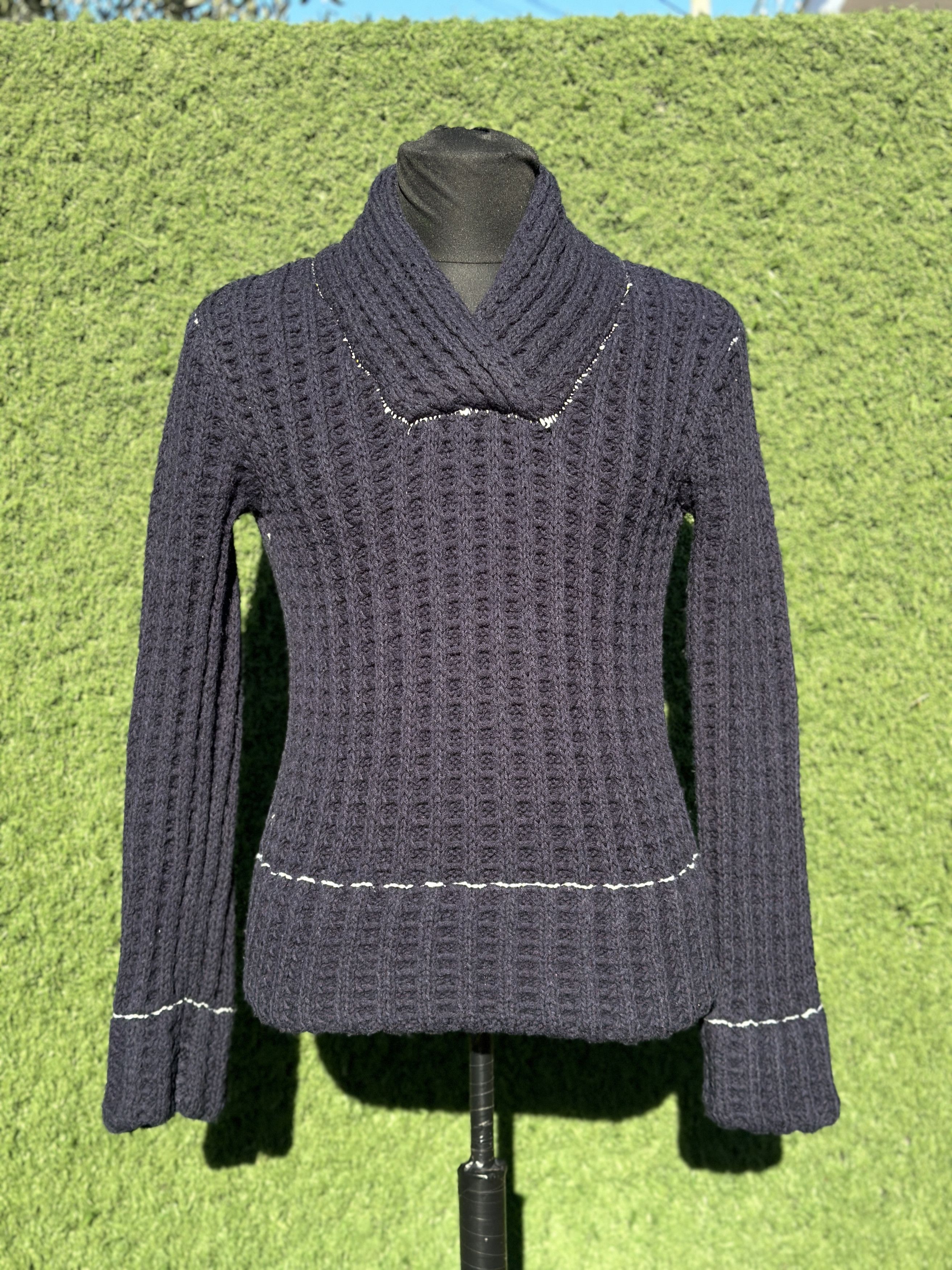 Maison Margiela Maison Martin Margiela Textured Knit Shawl Collar Size M Size US M / EU 48-50 / 2 - 1 Thumbnail