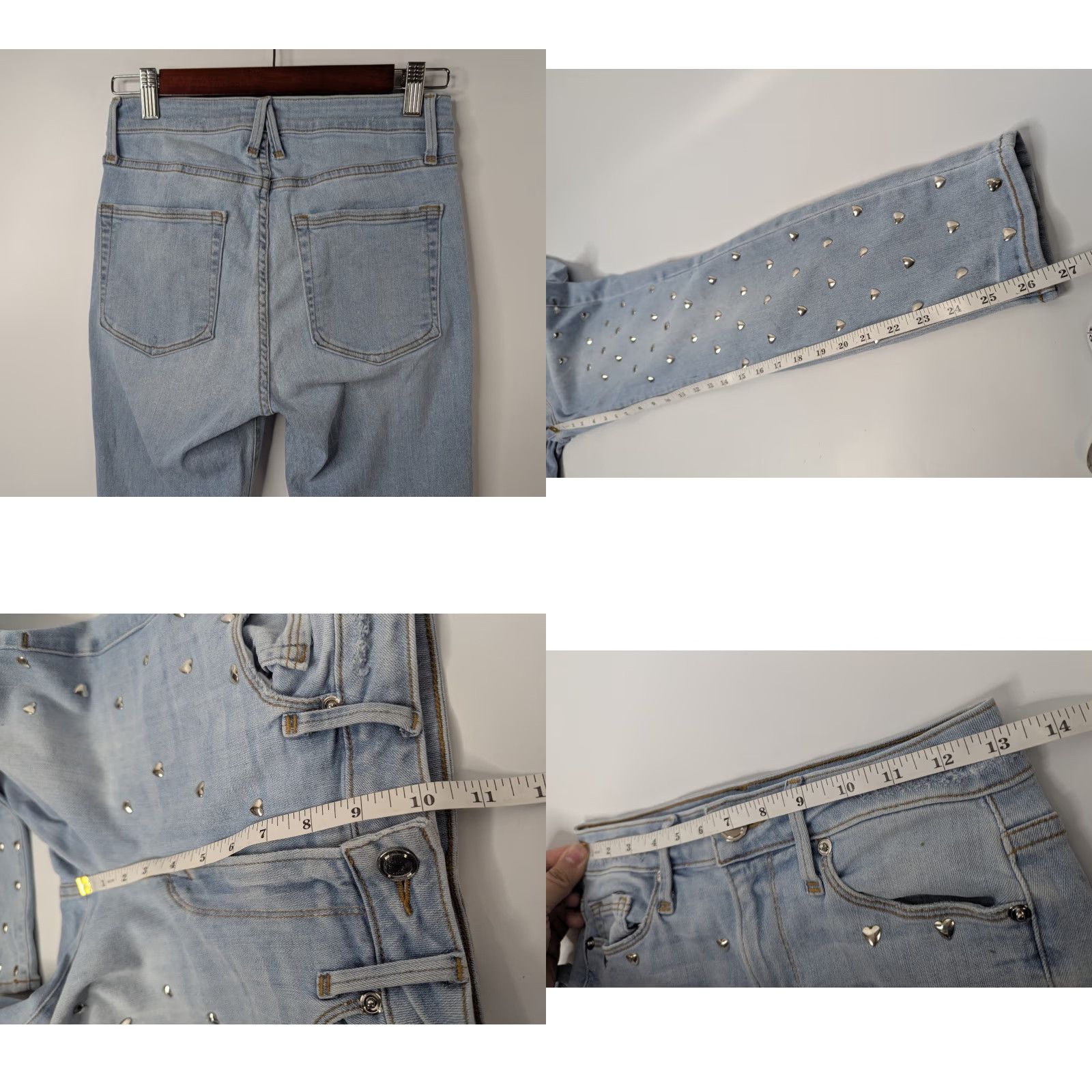 Good American VINTAGE Good American Good Legs Jeans Cropped 4/27 Cropped Jeans Heart Studded Blue GLC899C Womens Skinny Ankle Size 4/27 Size 27" / US 4 / IT 40 - 8 Thumbnail