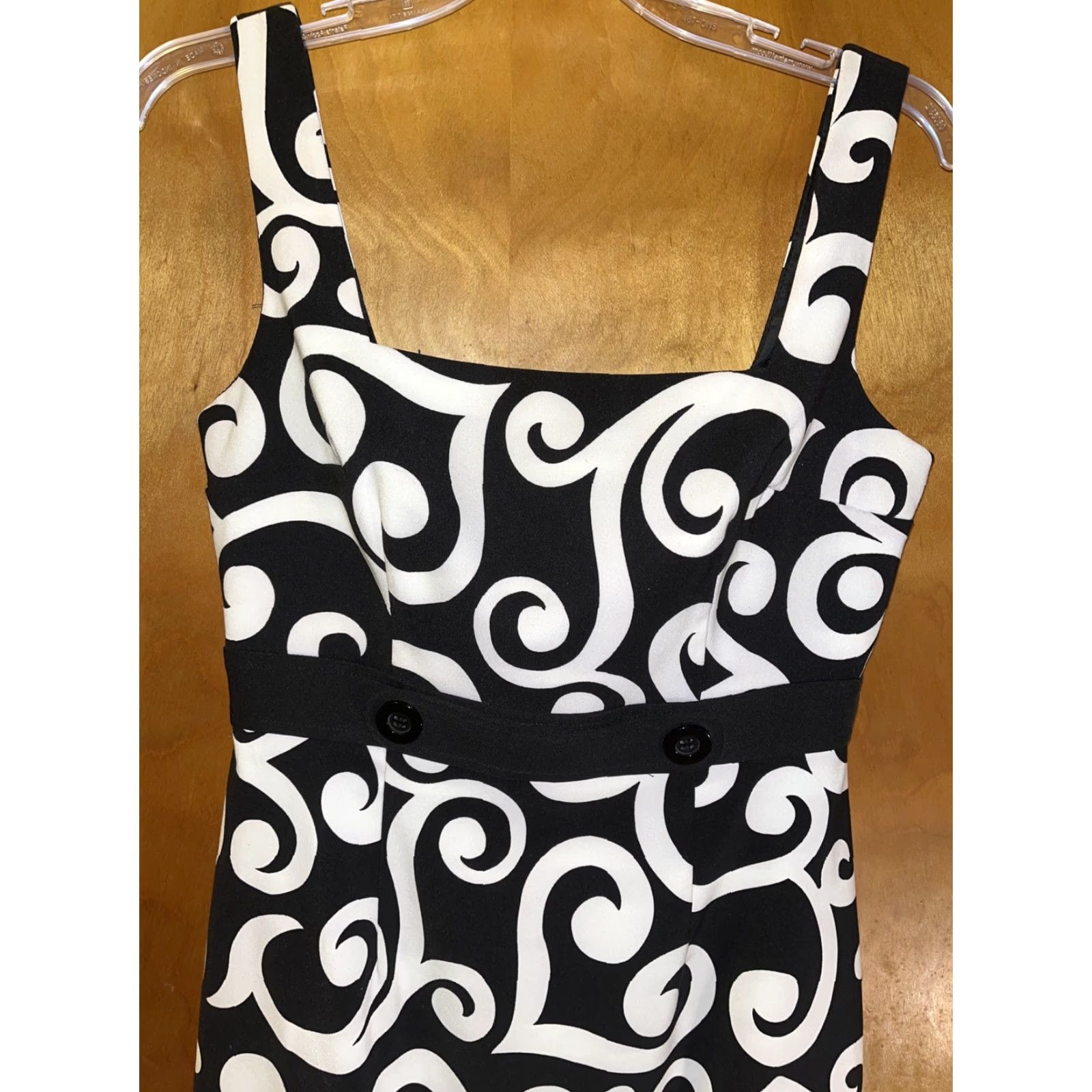 Vintage London Times Womens Dress Sleeveless Round Neck Zip Empire Waist Knee Length Black 90s Style Size 4 Formal Wedding Party/Cocktail Size S / US 4 / IT 40 - 2 Thumbnail