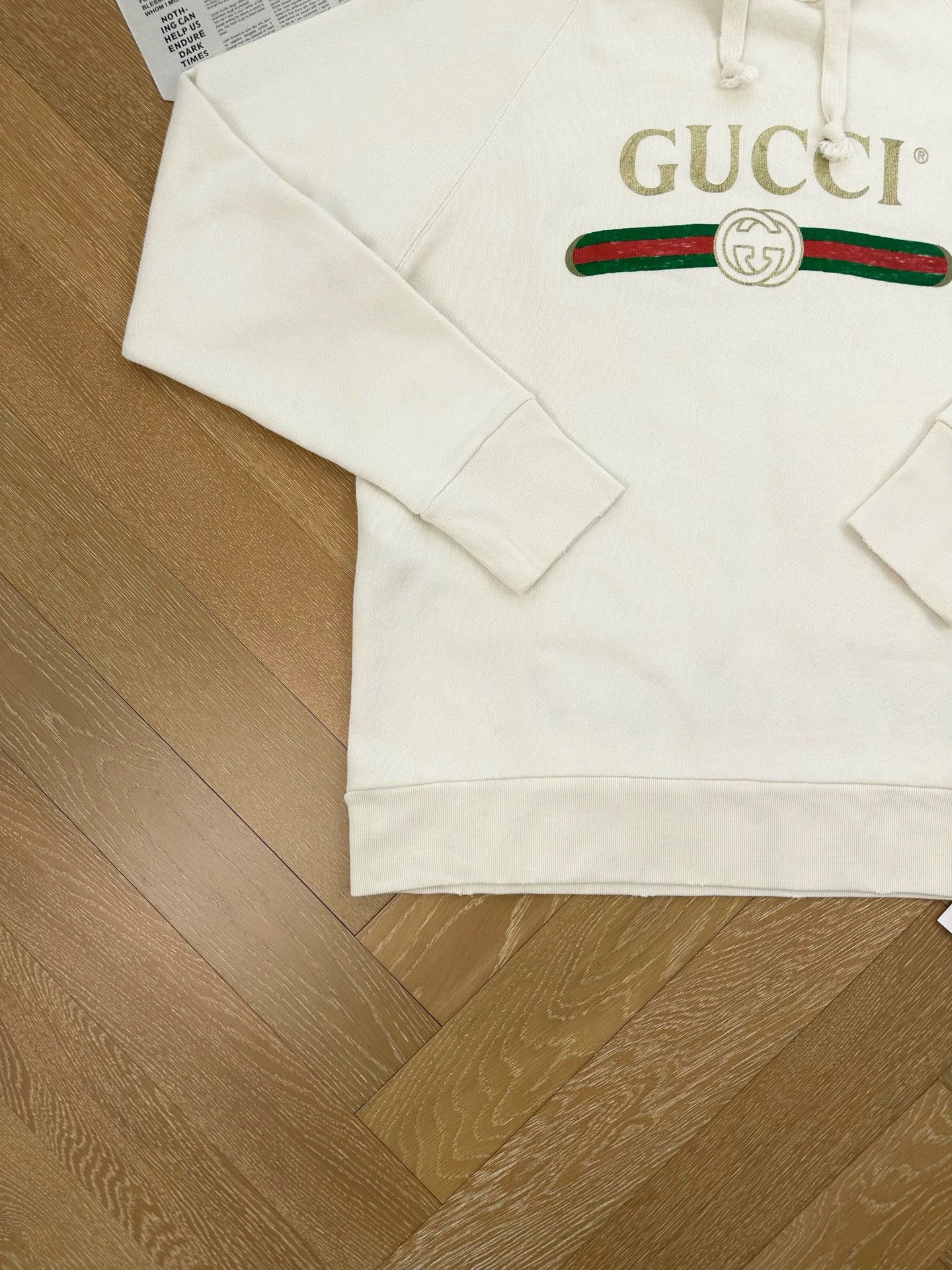 Gucci GUCCI beige unisex hoodie double dog print back distressed Size M / US 6-8 / IT 42-44 - 4 Thumbnail