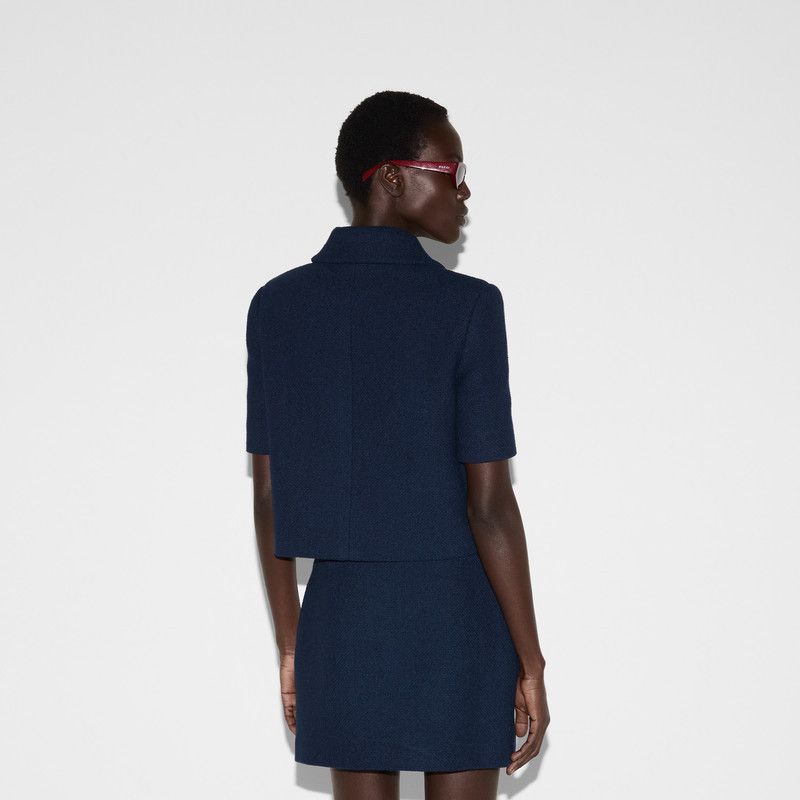Gucci o1loc1c0226 820682 Cotton Tweed Jacket in Dark Blue Size XS / US 0-2 / IT 36-38 - 4 Thumbnail