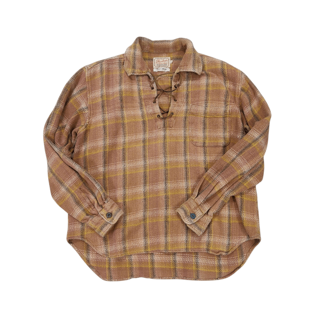 Japanese Brand Sharkey's Che-st Plaid Lace Pull-Over Flannel Shirts Size US L / EU 52-54 / 3 - 4 Thumbnail