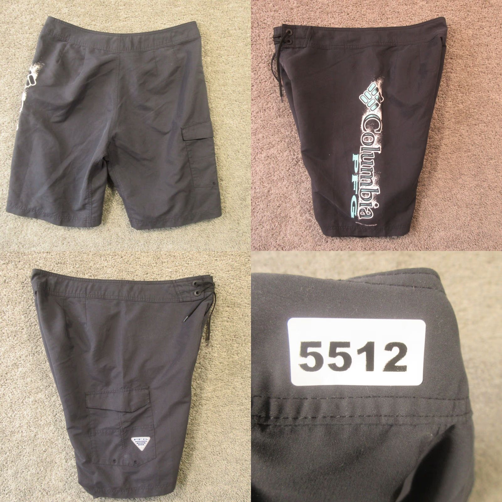 Vintage Columbia Board Shorts Mens 34 Black PFG Quick Dry Drawstring Pockets Surfing Size US 34 / EU 50 - 8 Thumbnail
