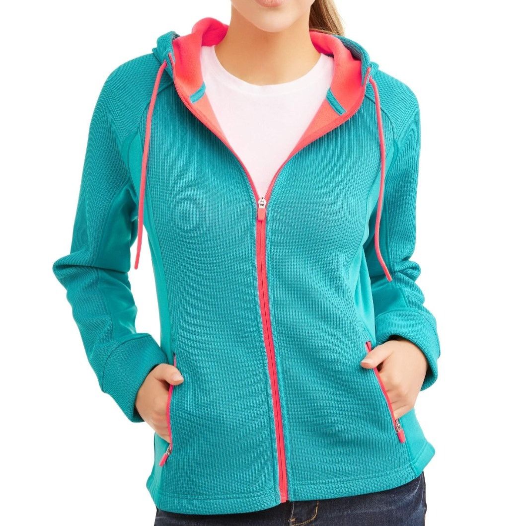 Swissgear SWISS-TECH Women's Turquoise Waffle Knit Fleece Jacket 3X Size 3XL / US 20-22 - 1 Thumbnail