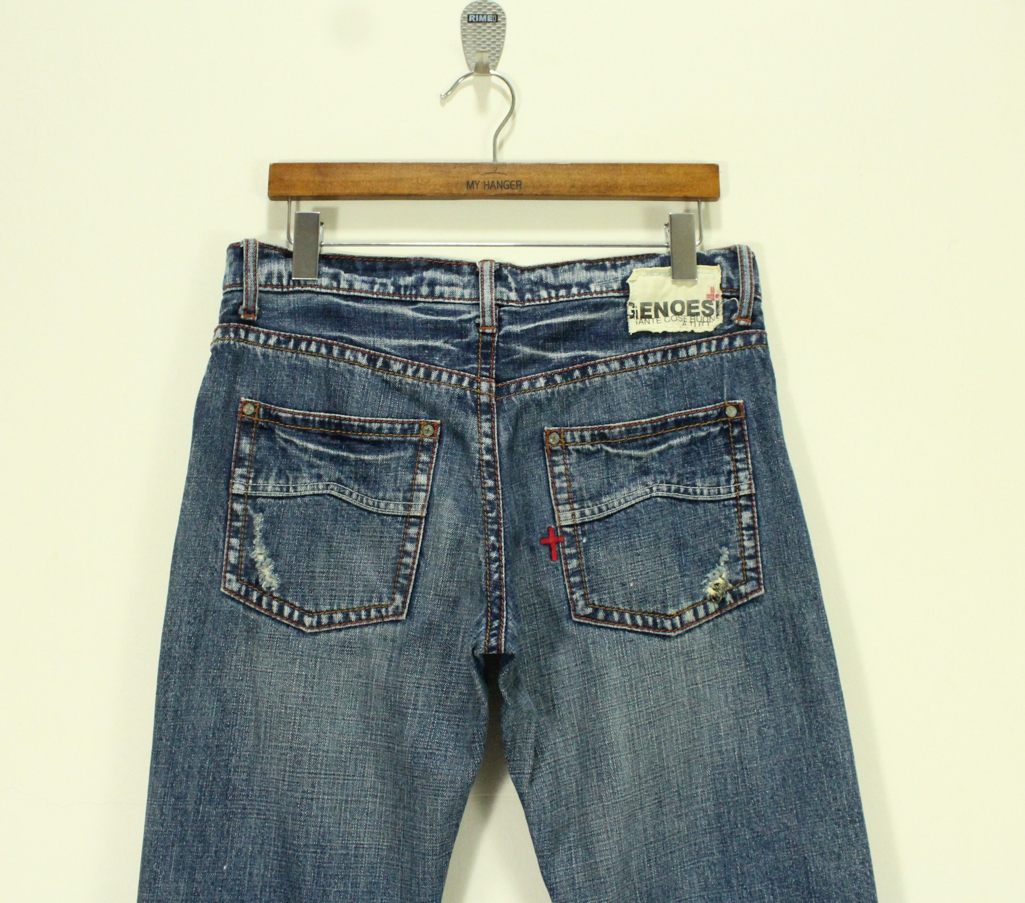 Japanese Brand Selvedge Distressed Style GENOESE Denim Size US 32 / EU 48 - 11 Thumbnail