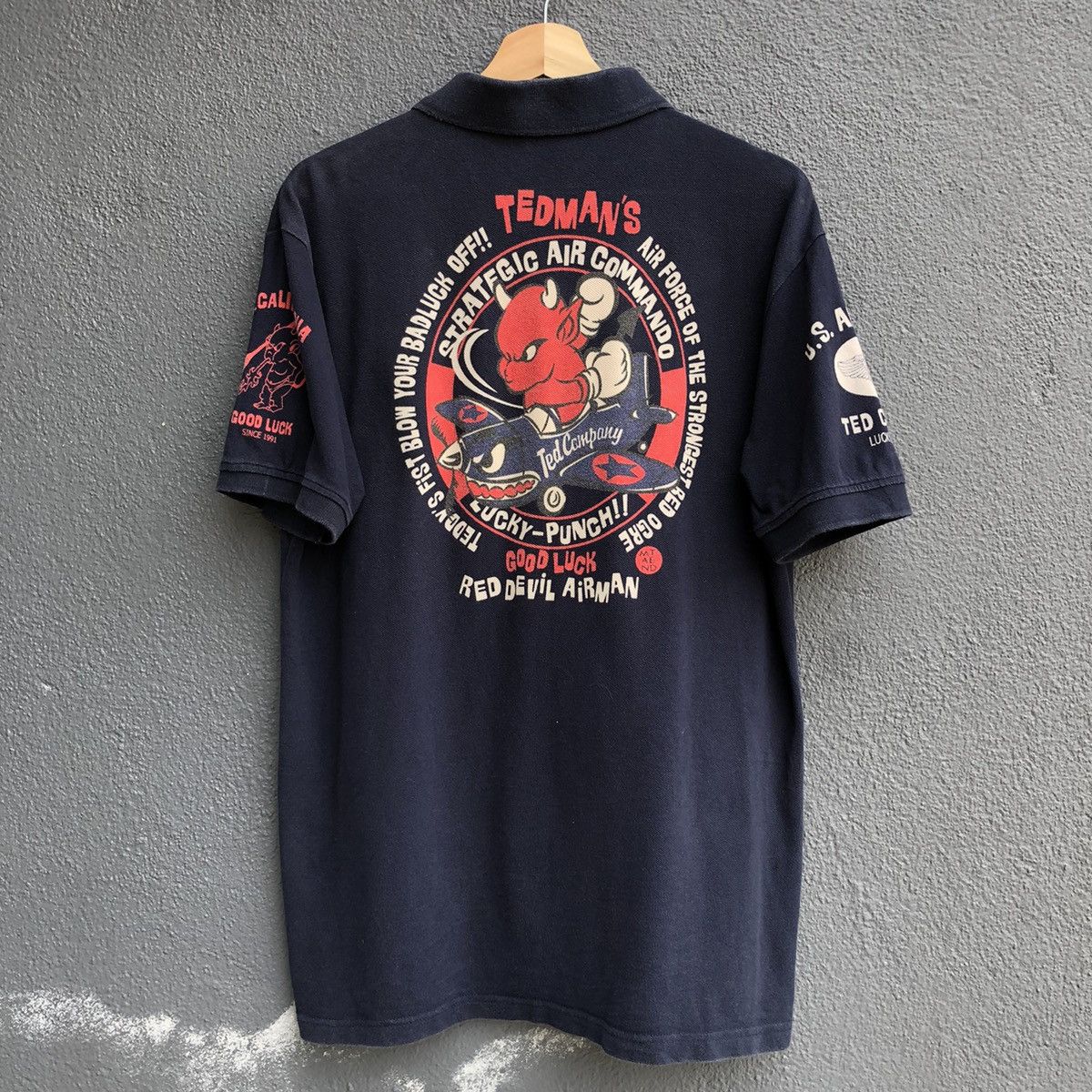 Japanese Brand TED COMPANY Red Devil Airman Polo Tshirt Size US L / EU 52-54 / 3 - 1 Thumbnail