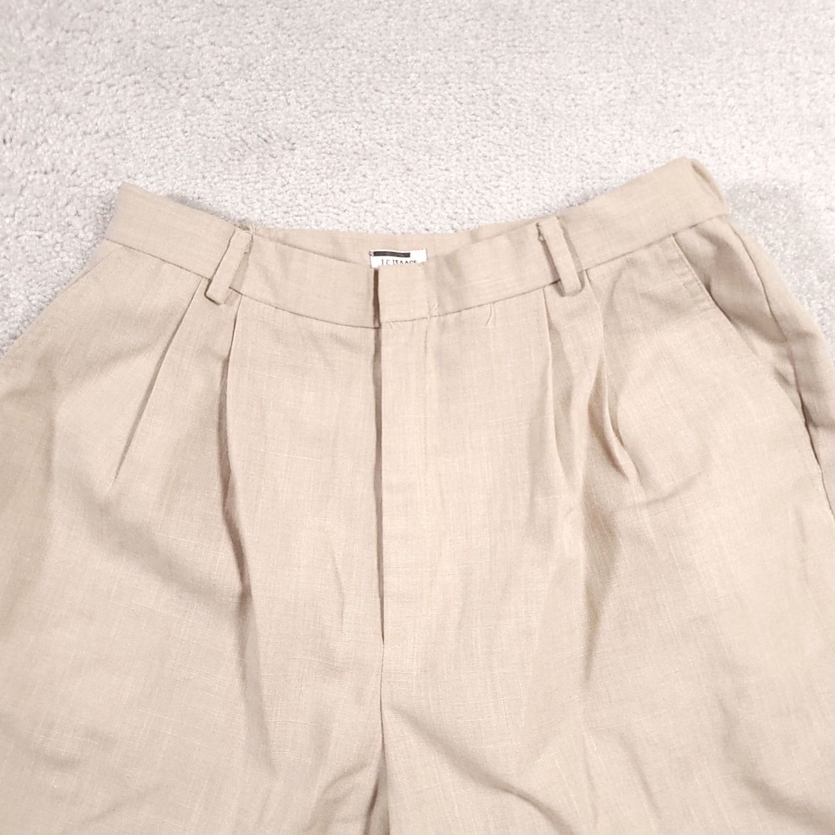 Vintage VINTAGE IC Isaacs Mom Shorts Women's 16 Tab High Rise Elastic Waist Baggy Woven - Beige Cotton Secretar y/Geek Mens? Size 38" / US 16 / IT 52 - 3 Thumbnail