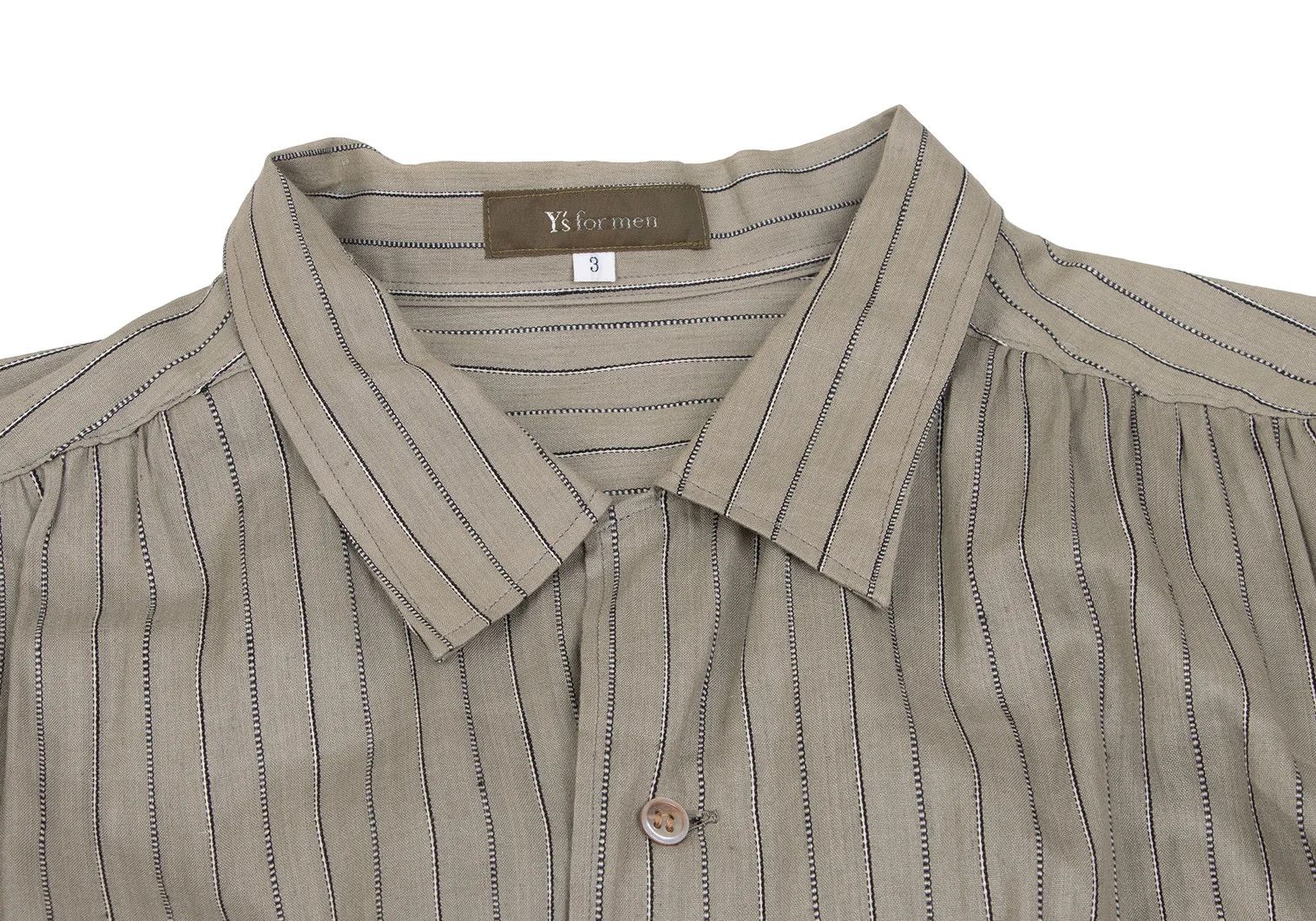 Jean Paul Gaultier Silk-Cotton Stripe Woven Shirt in Khaki Size 3 Size US L / EU 52-54 / 3 - 4 Thumbnail