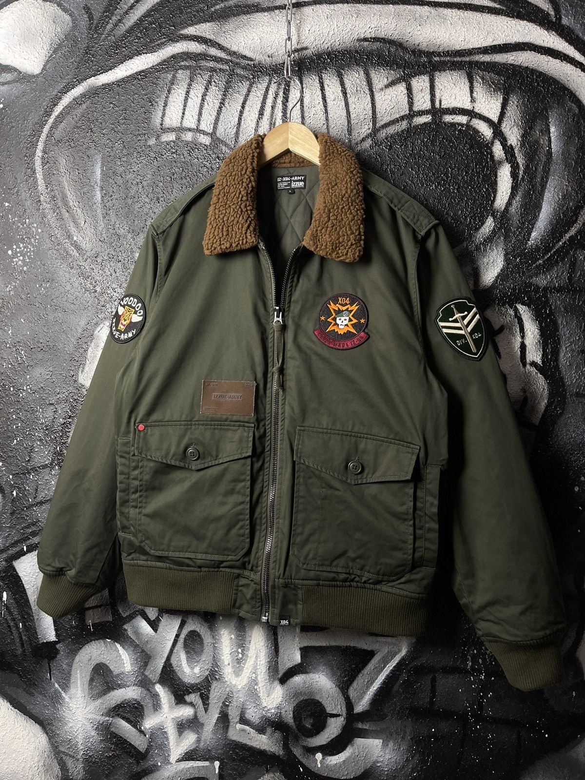 izzue Izzue X04 Army Patched Aviator Bomber Jacket Men’s Size L Size US L / EU 52-54 / 3 - 1 Thumbnail