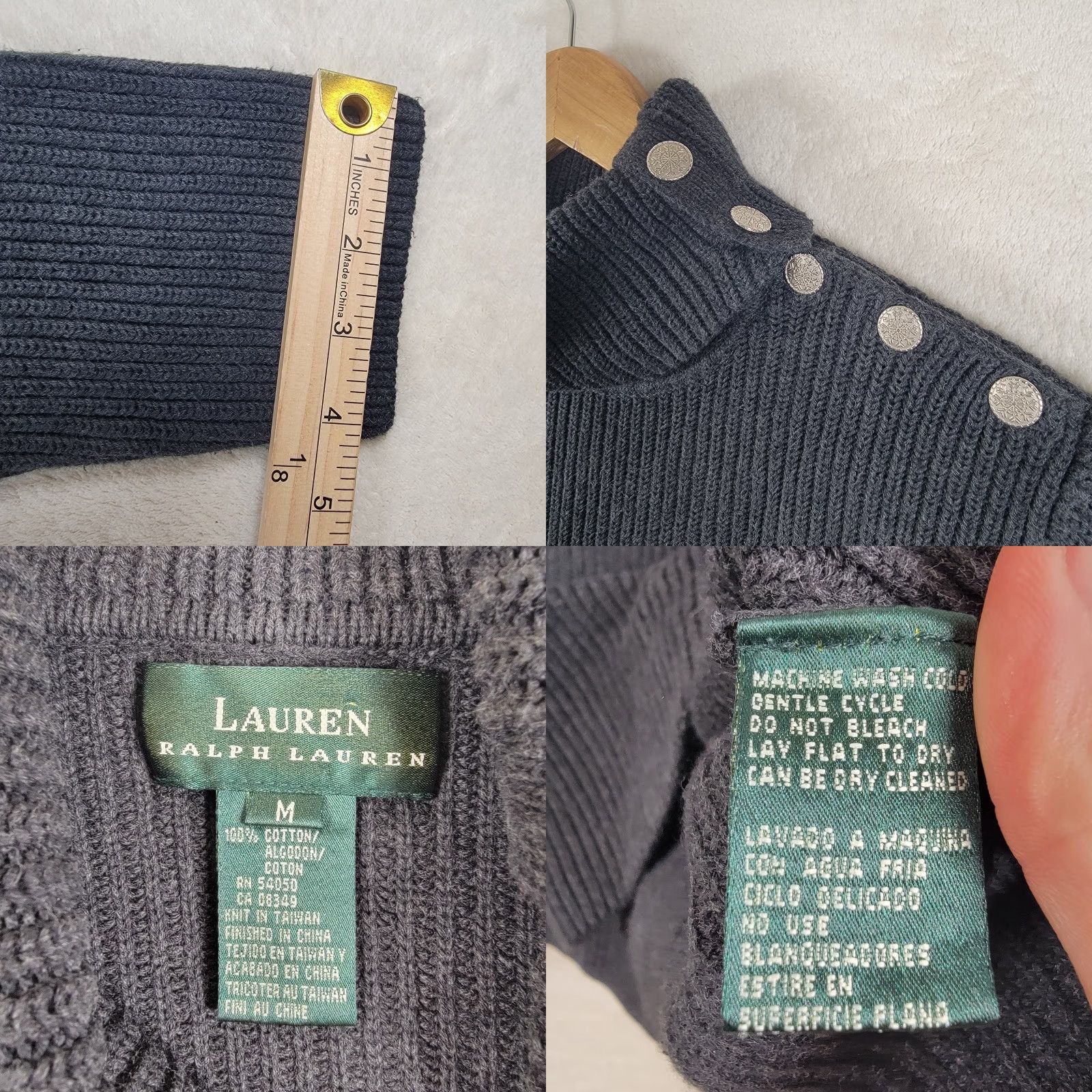 Ralph Lauren Lauren Ralph Lauren Women’s Blue Gray Snowflake Buttons Mock Neck Sweater Size S / US 4 / IT 40 - 9 Thumbnail