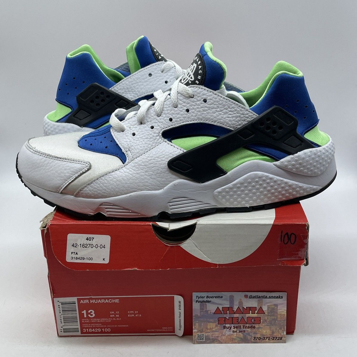Nike Air huarache scream green Size US 13 / EU 46 - 1 Thumbnail