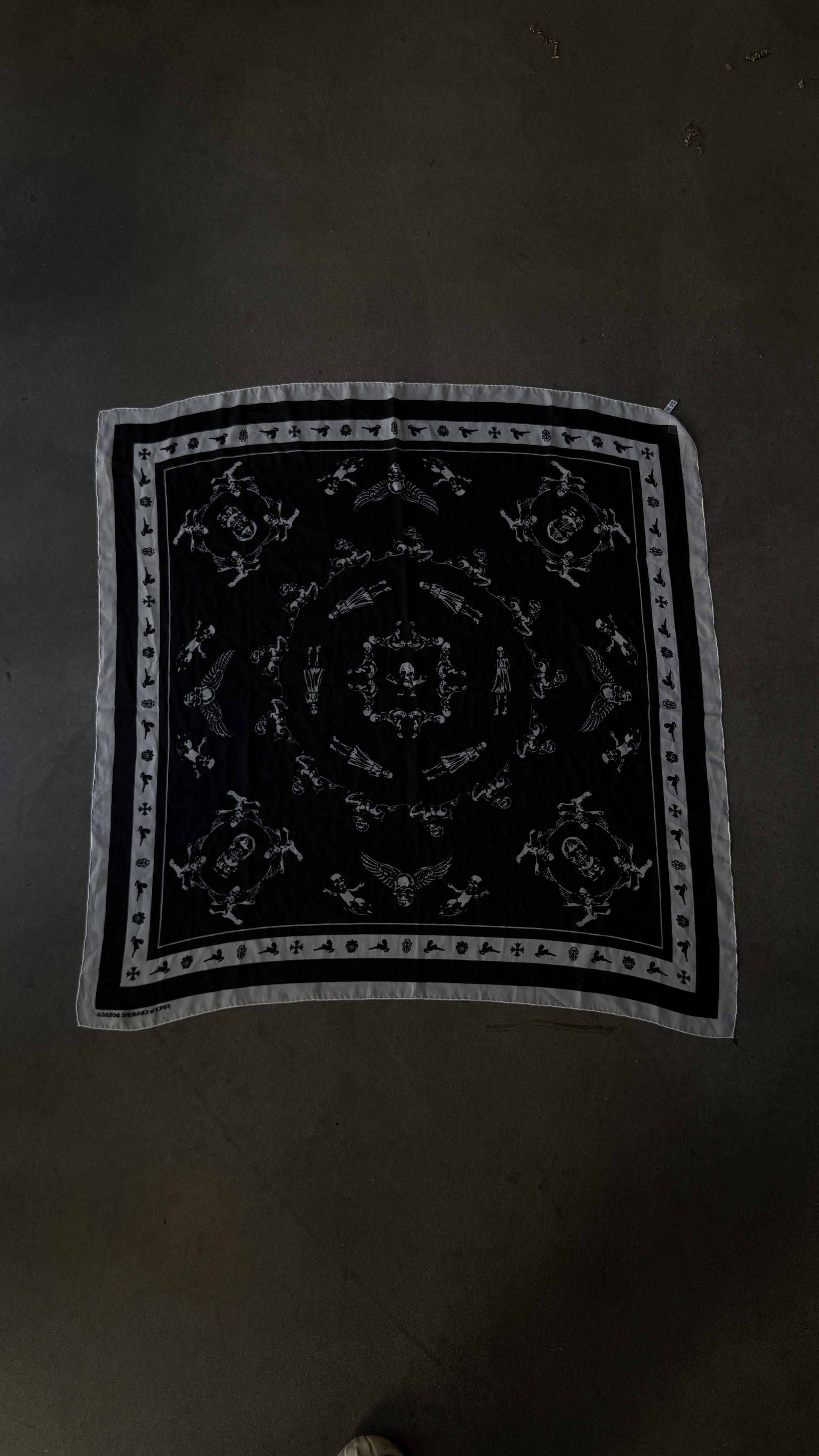 Chrome Hearts Chrome Hearts Foti Motif Black Silk Scarf Size ONE SIZE - 1 Thumbnail