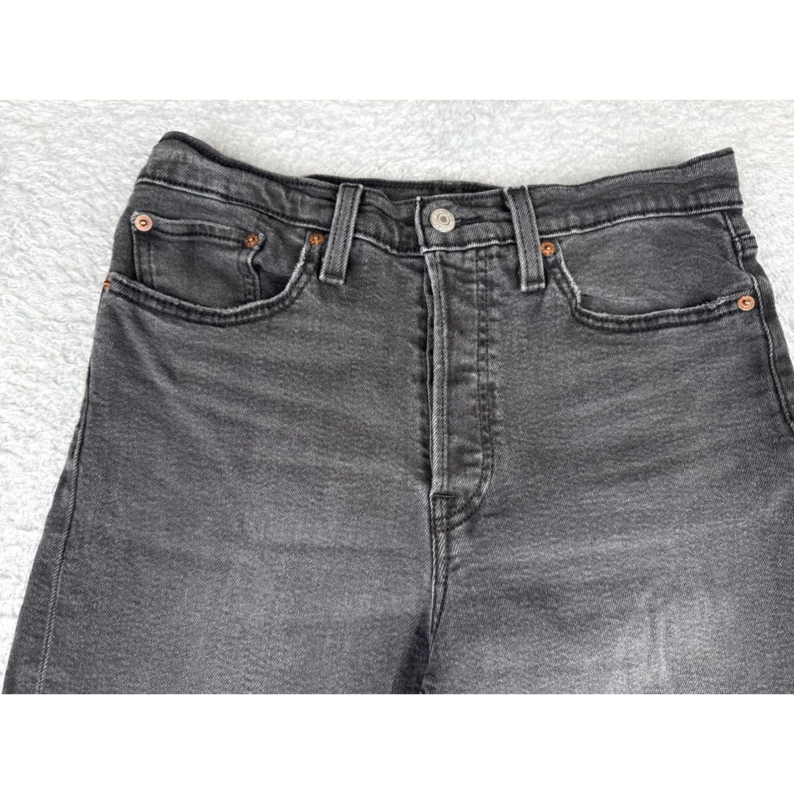 Levi's Levi's Wedgie Straight Jeans Womens 30x28 Gray High Rise Distressed Stretch Denim Size 30" / US 8 / IT 44 - 4 Thumbnail