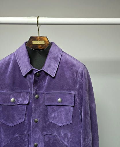 Tom Ford o1sm1stk0725 Cashmere Suede Trucker Jacket in Violet Size US M / EU 48-50 / 2 - 3 Thumbnail