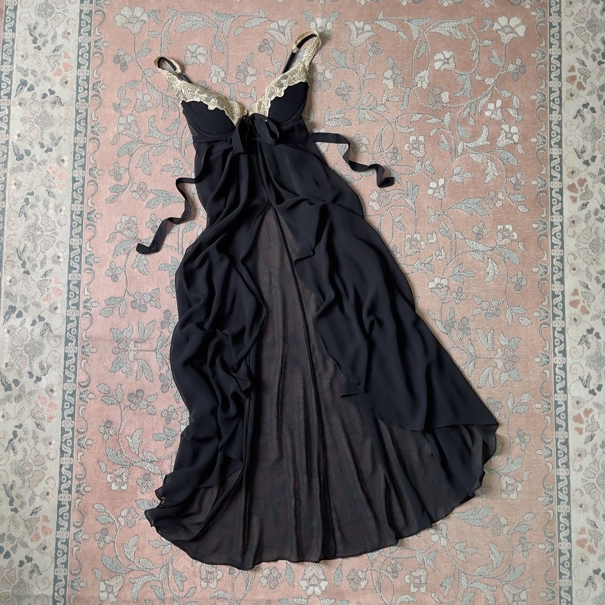 Victoria's Secret Victoria’s Secret 1990s Black Chiffon Lace Nightgown (S–M) Size M / US 6-8 / IT 42-44 - 9 Thumbnail