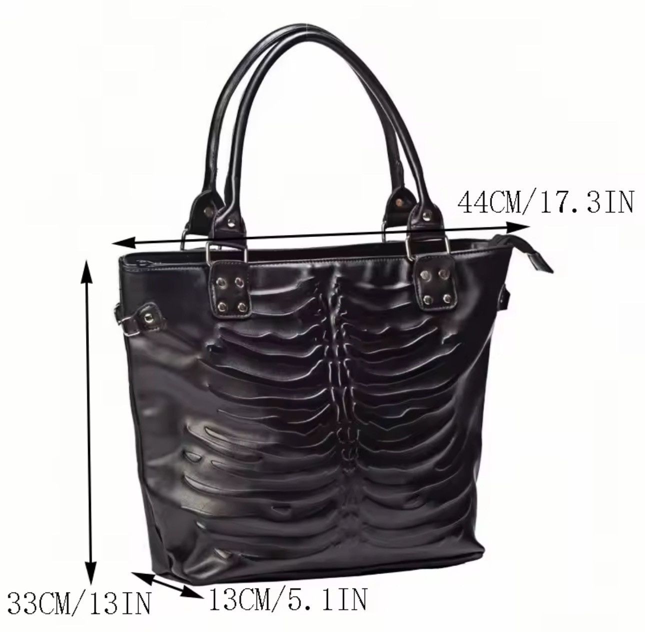Other Gothic Punk Large Capacity Skeleton Print Shoulder Bag Size ONE SIZE - 5 Thumbnail