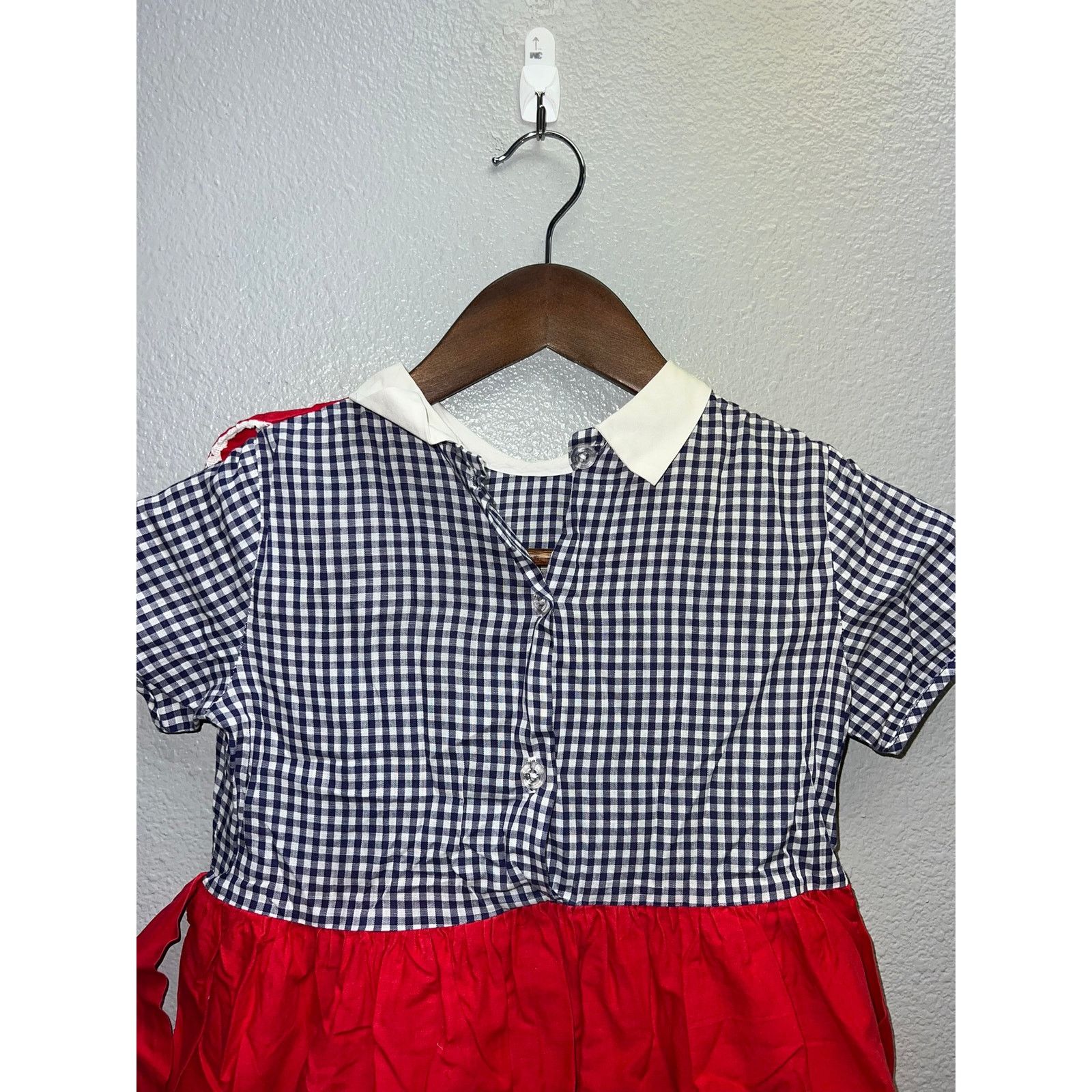Vintage Girls Vintage Dress Checker Blue Red Two Tone Youth 60s 70s Size S / US 4 / IT 40 - 2 Thumbnail