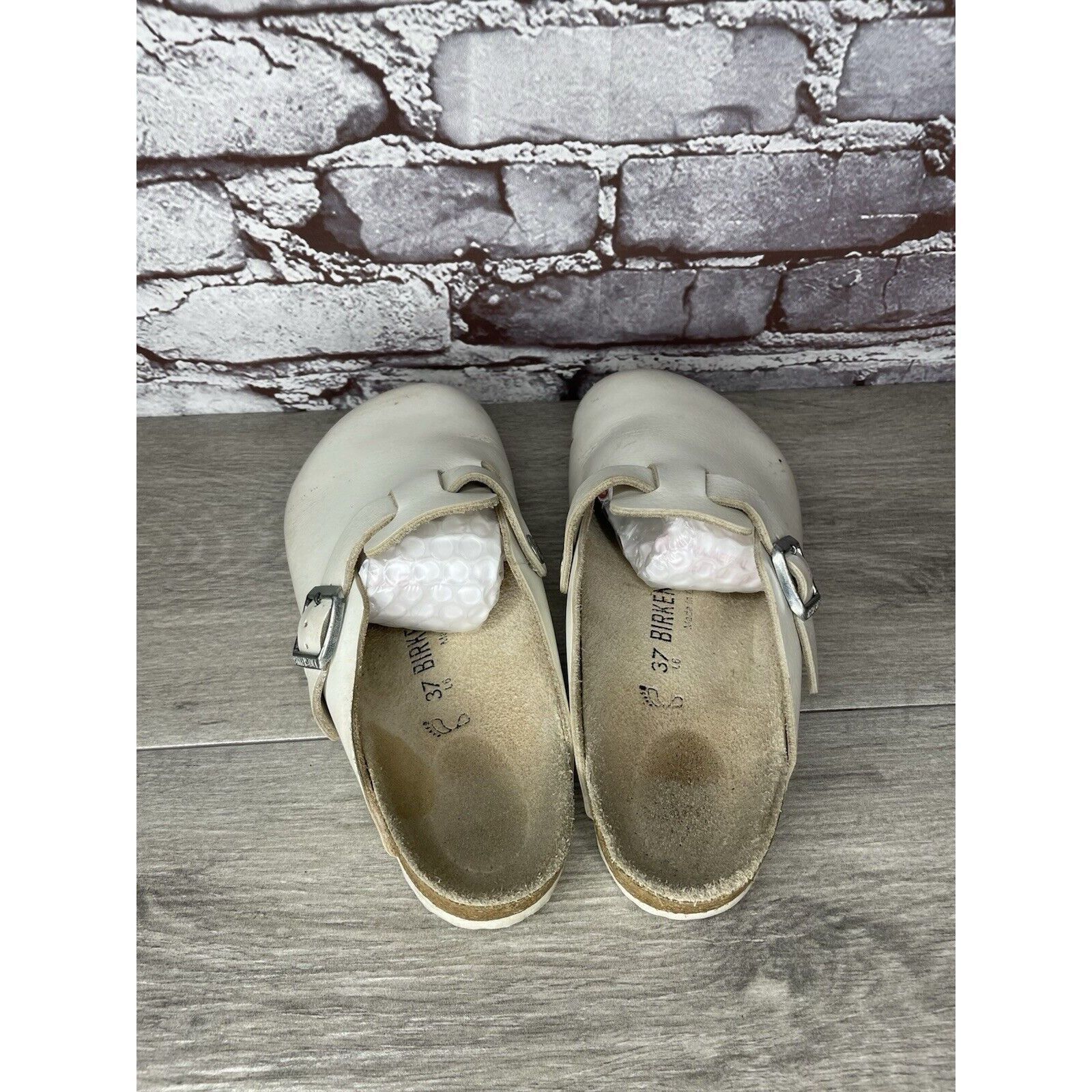 Birkenstock Birkenstock Boston White Leather Strap Slides Clogs Shoes Wo Size US 6.5 / IT 36.5 - 6 Thumbnail