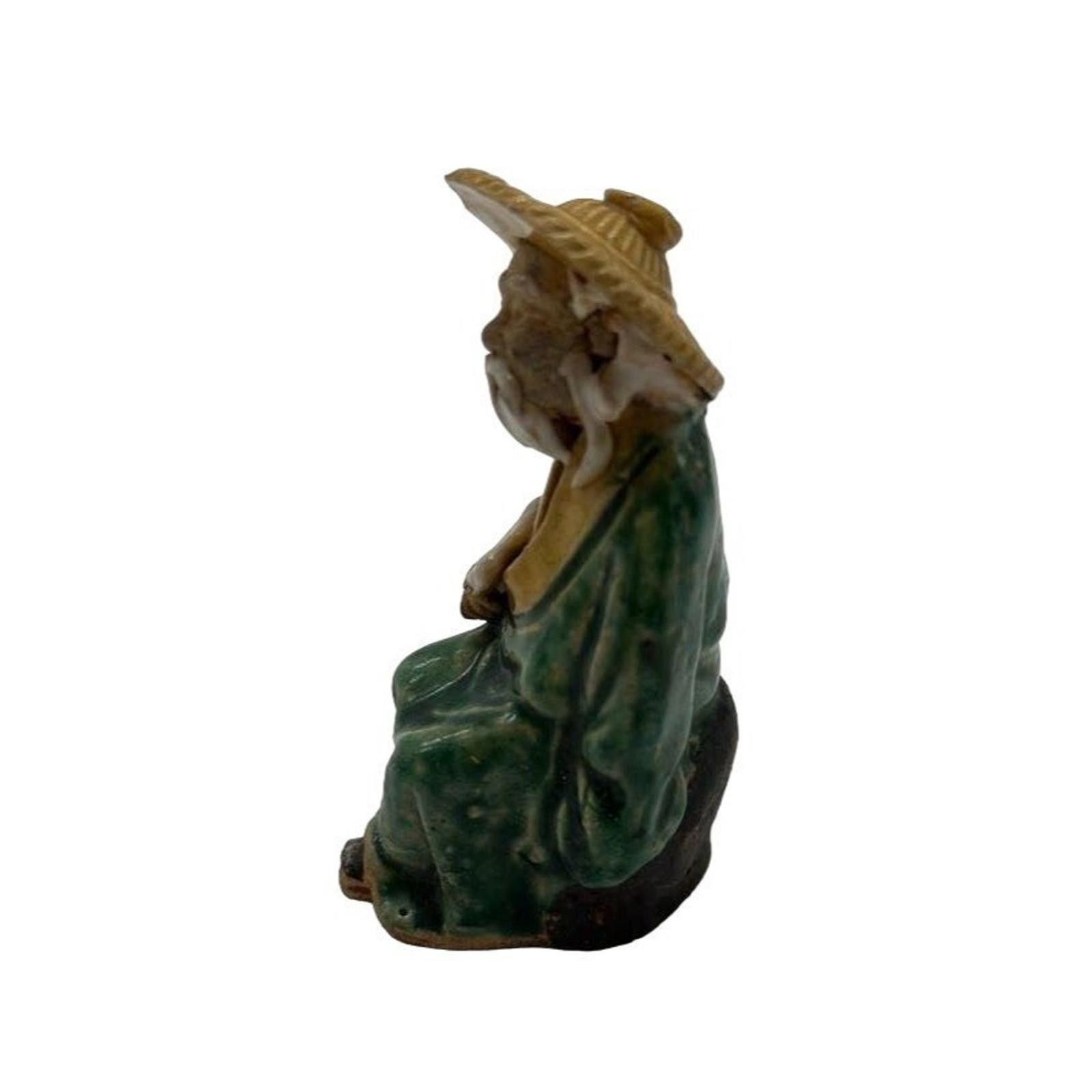 Designer Vintage Mud Man/Men Seated Green Yellow Figurine 3.5" Size ONE SIZE - 4 Thumbnail