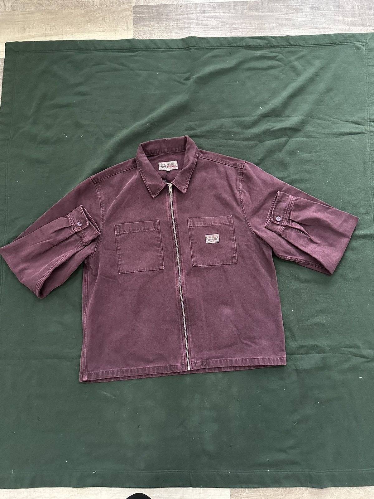 Streetwear × Stussy STUSSY WASHED CANVAS ZIP SHIRT | Grailed